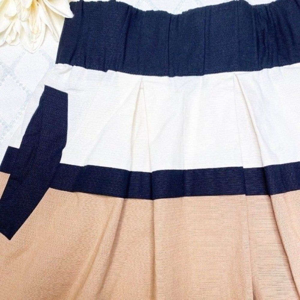 Anthropologie Striped A-line Mini Skirt Tan Black White - Picture 5 of 9